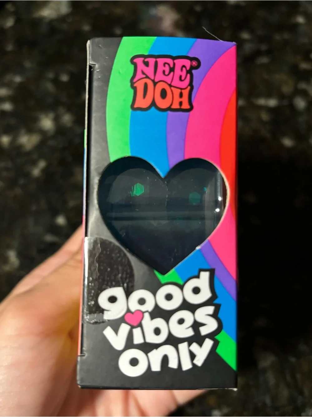 NeeDoh BLUE Peace Heart Squishy Glitter Good Vibes Only